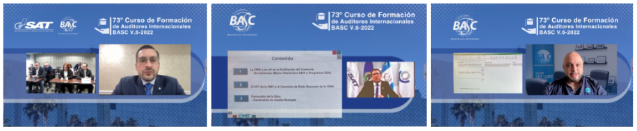 Momentos durante la participación virtual del 73° Curso de Formación de Auditores Internacionales BASC