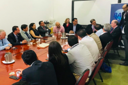 Momentos durante la mesa redonda entre CBP y BASC, con la participación del Sr. Robert Pérez, la Junta Directiva de WBO y empresas BASC del triángulo Norte (Honduras, Guatemala y El Salvador). Congreso Mundial BASC 2019.